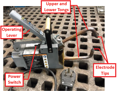 Spot welder w labels